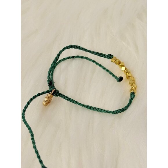 Pura Vida Green Braid Gold Beads Bracelet - Picture 2 of 3